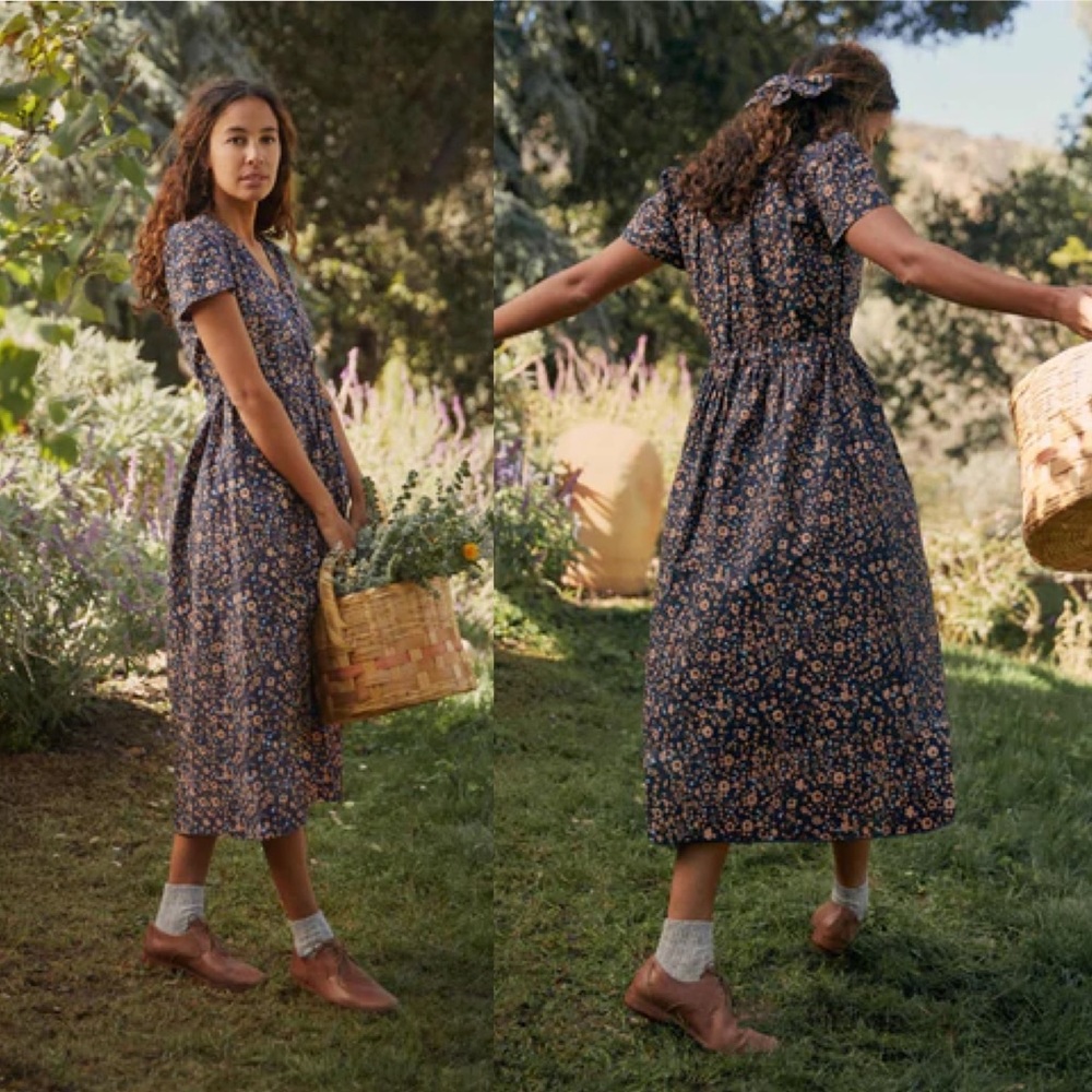 Christy Dawn | NWT The Dawn Dress in Navy Anemone Vine (Pockets) Small